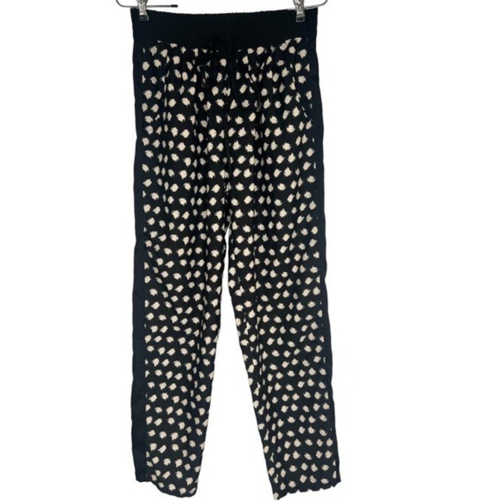 Truth NYC Black Cream Abstract Polka Dot Pants Tuxedo Stripe Size Medium lc112‎